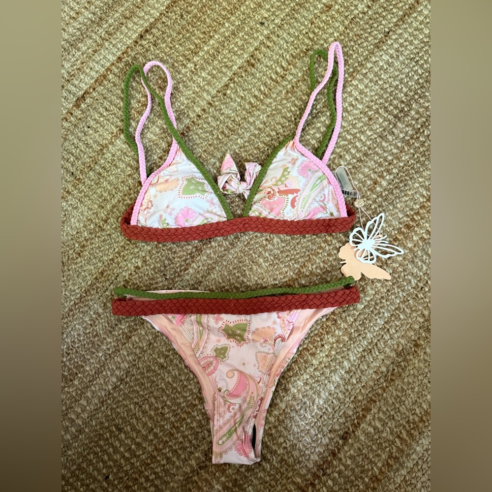 Paisley Bikini Set with Pink and Green Accents